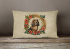 English Cocker Spaniel Christmas Flowers Throw Pillow