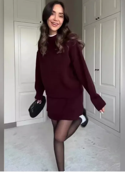 Chic Knit Sweater Skirt Set