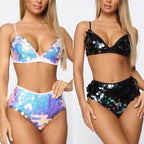 Mermaid Scale Bikini Set with Sequin Top and Tail