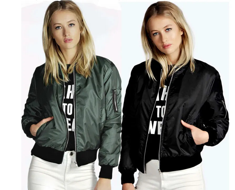Casual Solid Color Bomber Jacket