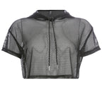 Sheer Mesh Oversized Short Sleeve Cover-Up Top