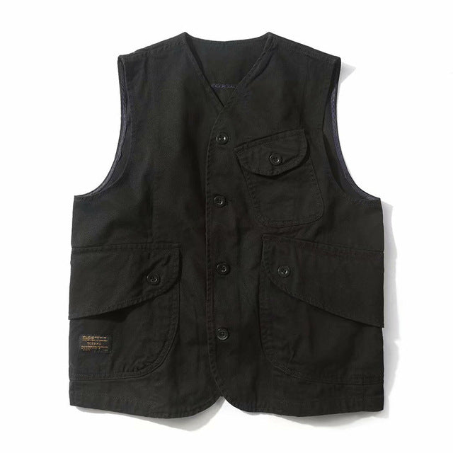 Men's Multi-pocket Retro Casual Vest Jacket Top