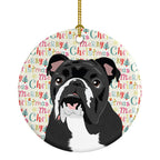 English Bulldog Black and White Christmas Ceramic Ornament