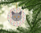 Chartreux Cat Christmas Ceramic Ornament
