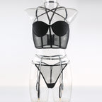 Lace Bralette and Garter Belt Set with Underwire