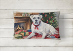 White Boxer Christmas Throw Pillow