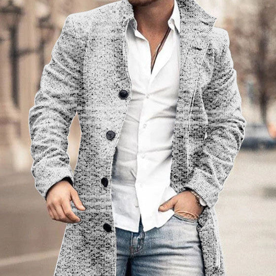 Men's Woolen Stand Collar Casual Coat for Autumn/Winter