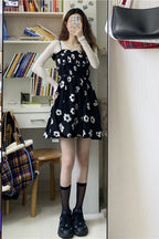 Black and White Floral Summer Dress with White Top