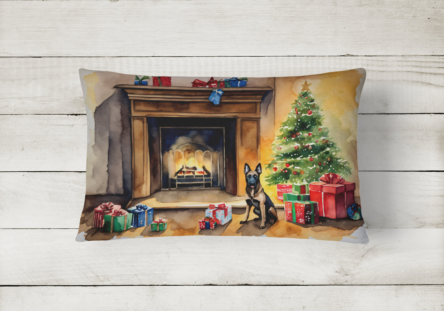 Belgian Malinois Christmas Throw Pillow
