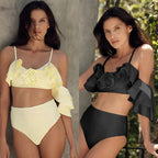 Irregular Leaf Edge One-Shoulder Bikini Set for Women