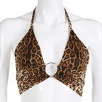 Leopard Print V-Neck Backless Lingerie Set (Style 2088)