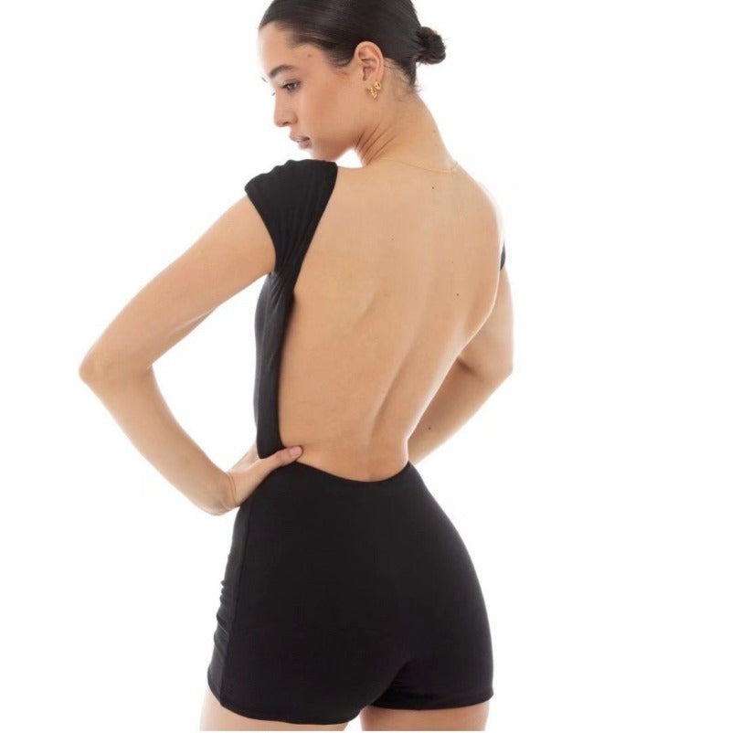 Trendy Backless Short Sleeve Bodysuit for Women 2022