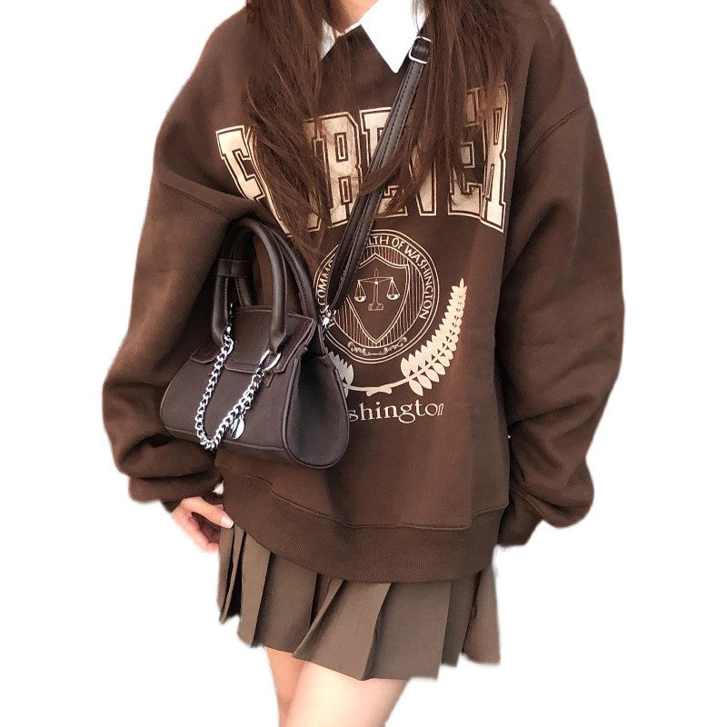 Plus Size Women's American Retro Fleece Sweater Top