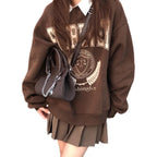 Plus Size Women's American Retro Fleece Sweater Top