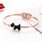 Rose Gold Stainless Steel Dog Bangle Bracelet