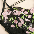 Embroidered Lace Bodysuit with Sheer Design (One Piece)