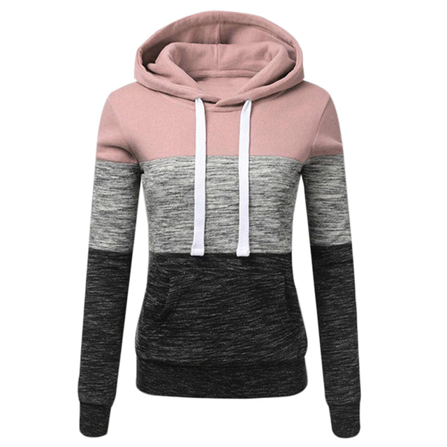 Color Block Long Sleeve Hooded Women's Sweatshirt | Streetwear