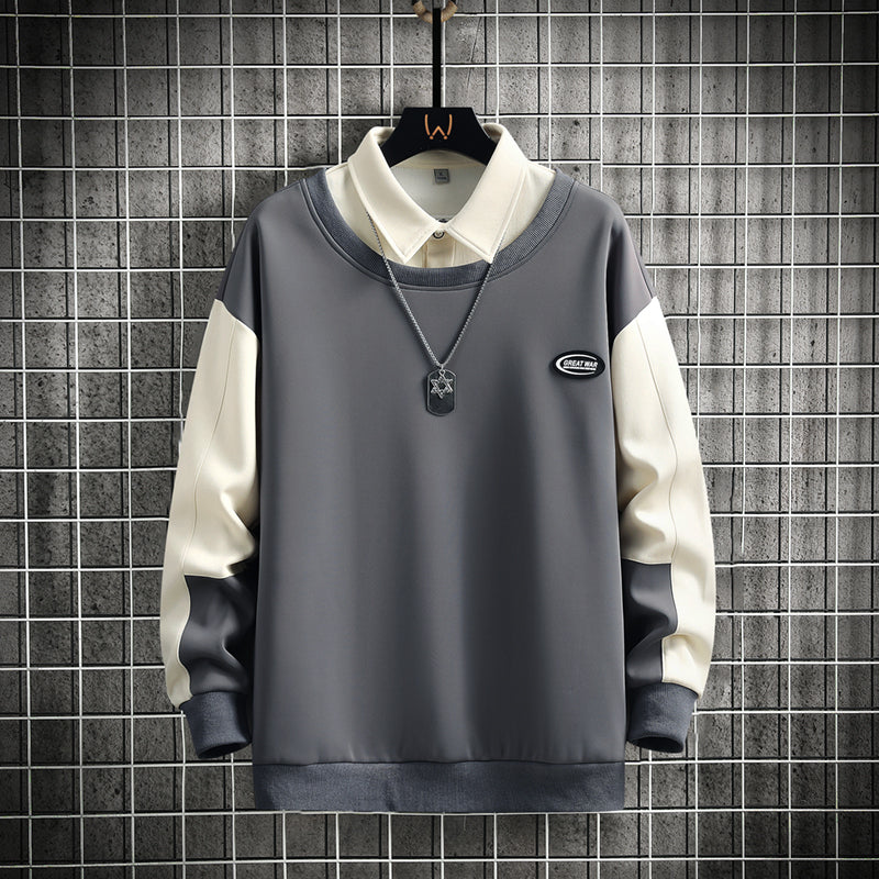 Men's Hooded Pullover with Collar - Casual Spring/Summer | Streetwear