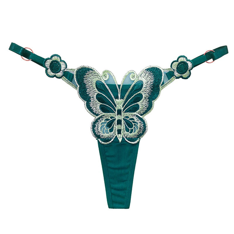 Blurred Butterfly Color Embroidered Adjustable Thong