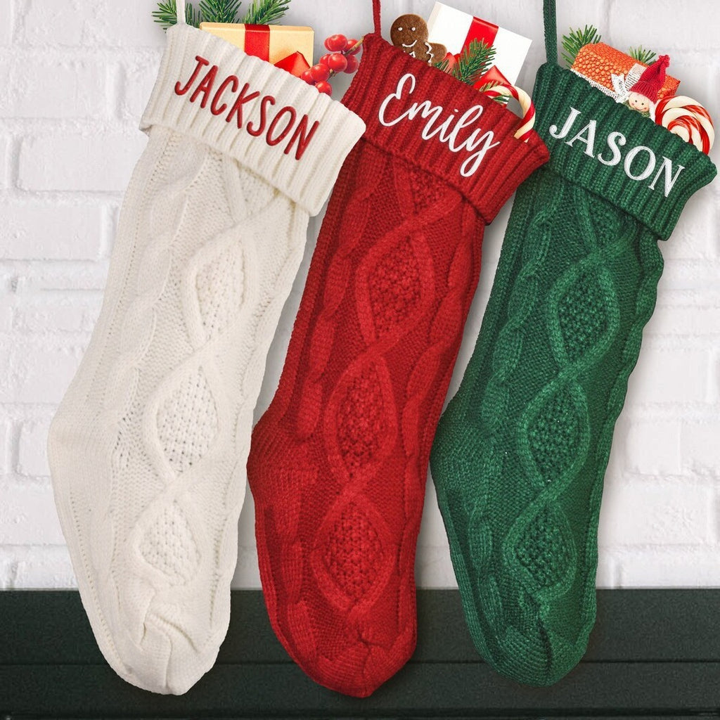 Embroidered Christmas Knit Socks