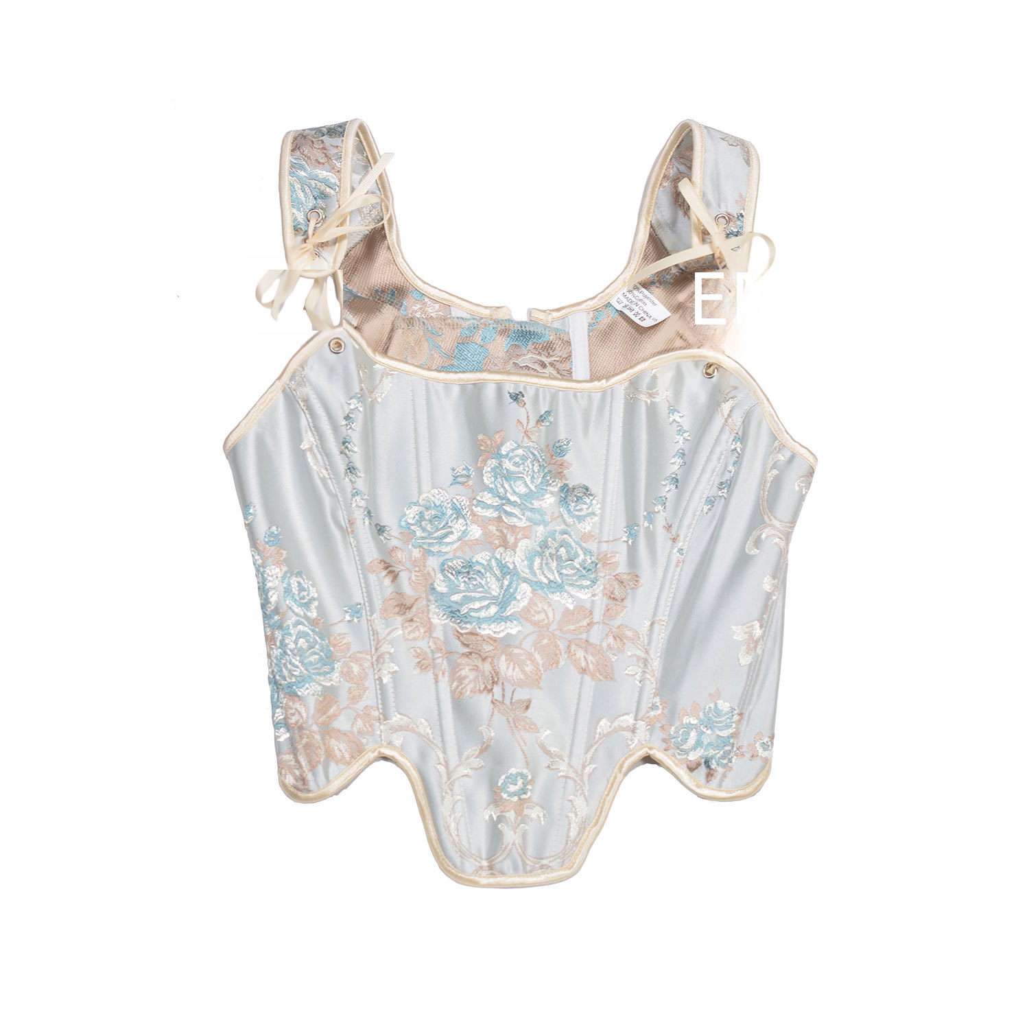 European Style Floral Embroidery Corset Top