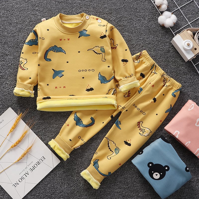 Children's Fleece-Lined Thermal Underwear Set