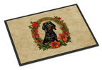 Black and Tan Coonhound Christmas Flowers Doormat