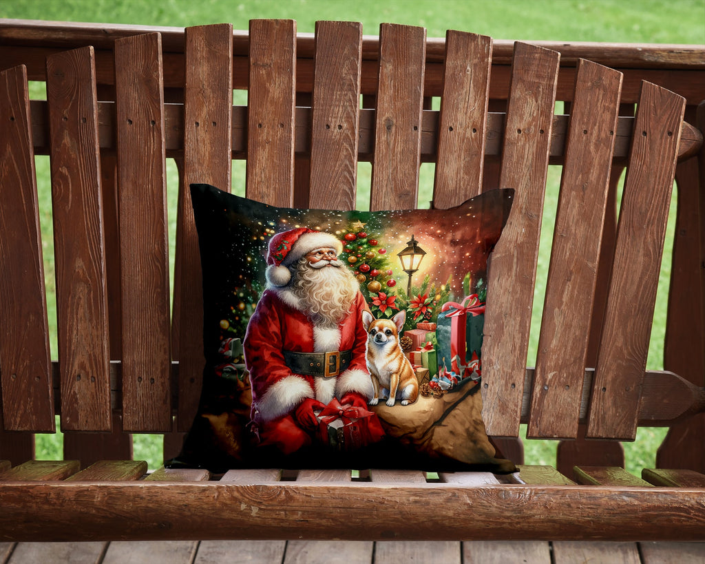 Chihuahua and Santa Claus Throw Pillow
