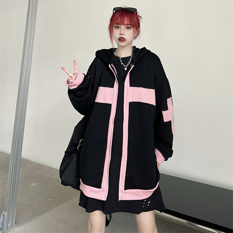 Loose Retro Couple Hooded Sweater for Girls