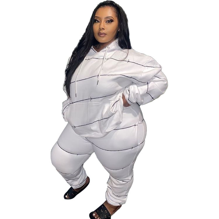 Plus Size Women's Pullover Sweater Two-Piece Set | Streetwear
