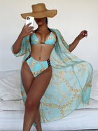 Chain Print Triangle Bikini 3-Piece Set (Amazon Best Seller)