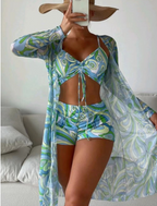 2023 New Women's 3-Piece Bikini Set with Print