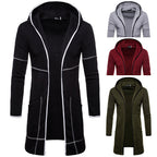 2024 Men's Solid Hooded Long Sleeve Trench Coat