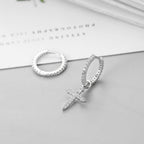 Crystal Cross Hoop Earrings for Women