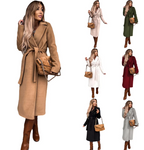 V-neck Lace Up Long Coat For Women