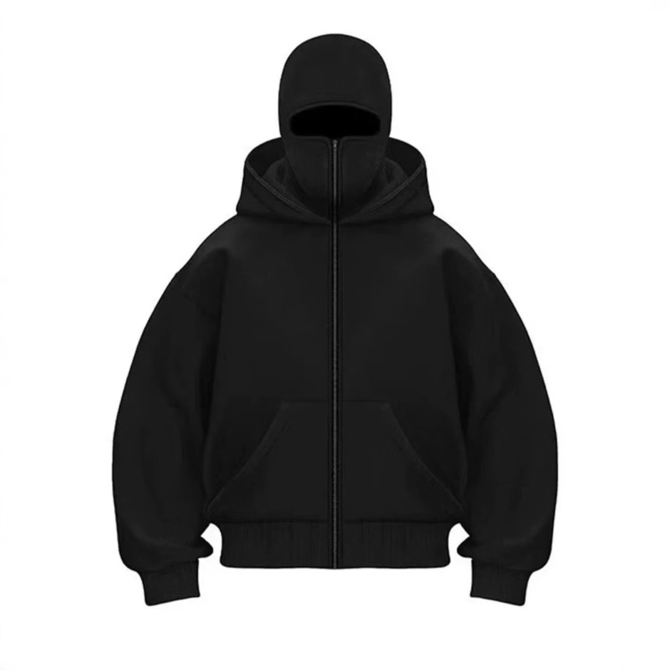 Barrack Hooded Face Mask Zipper Sweatshirt | Streetwear