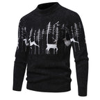 Trendy Round Neck Pullover Sweater with Christmas Deer | Streetwear