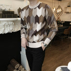 Geometric Jacquard Men's Retro Knitted Sweater Top