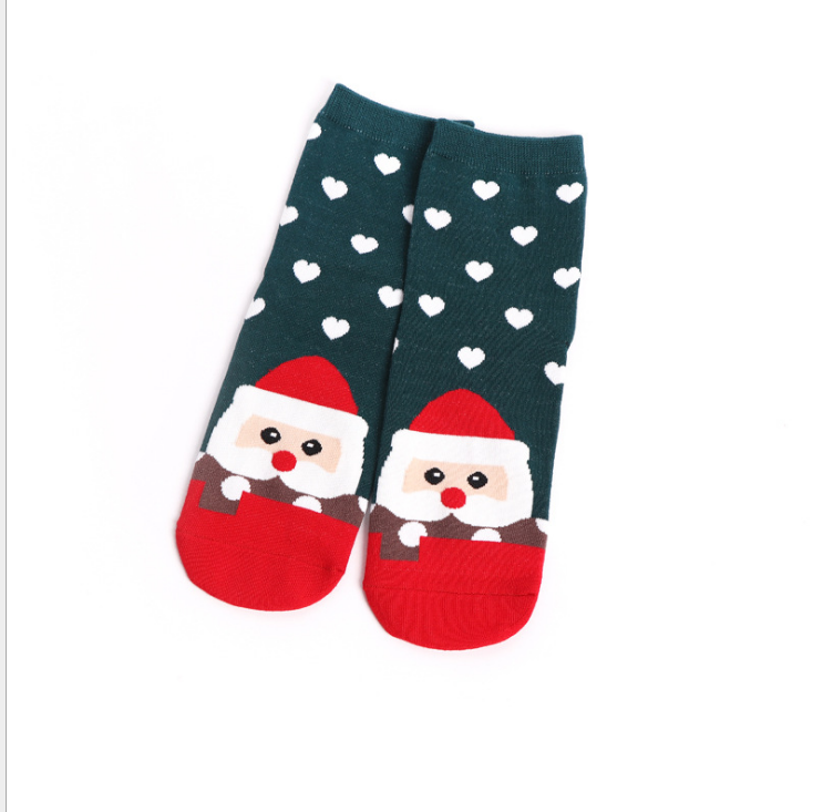 Cute Cartoon Christmas Socks for Women, Cotton Crew Length