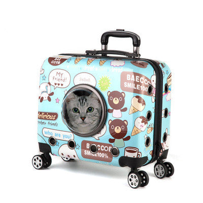18-Inch Portable Pet Trolley with Wheels and Backpack
