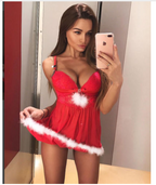 Christmas Dress with Pom Poms