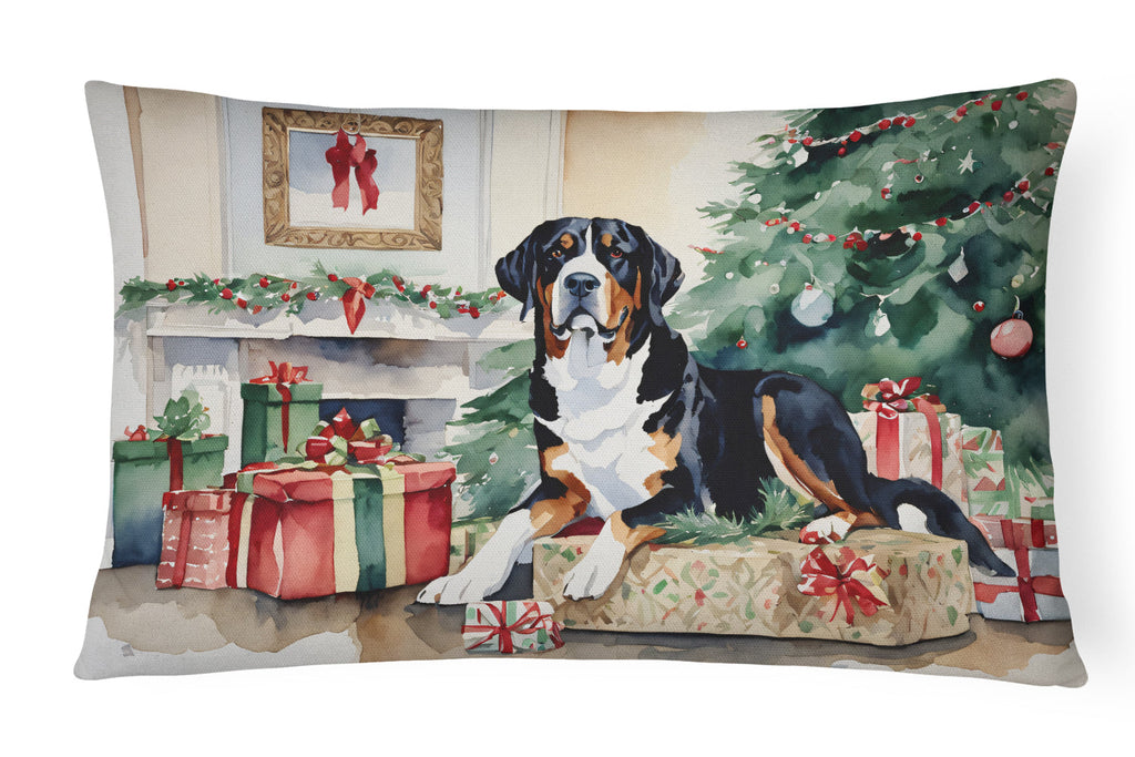 Greater Swiss Mountain Dog Cozy Christmas Throw Pillow