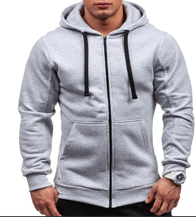 Sweatshirt Men's Zipper Hooded Jacket Men's European And American Hooded Solid Color Cardigan | Streetwear