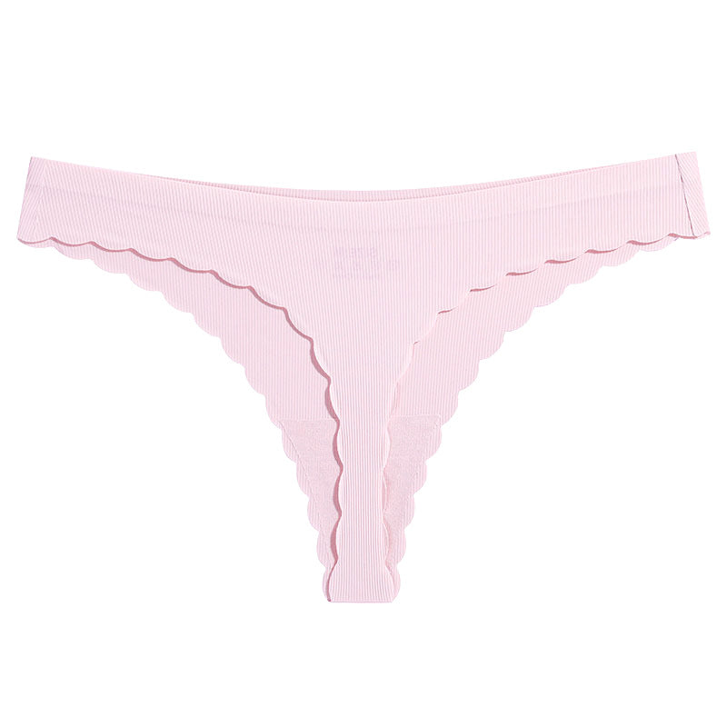 Pure Color Seamless Ice Silk Low-Waist Thong Underwear