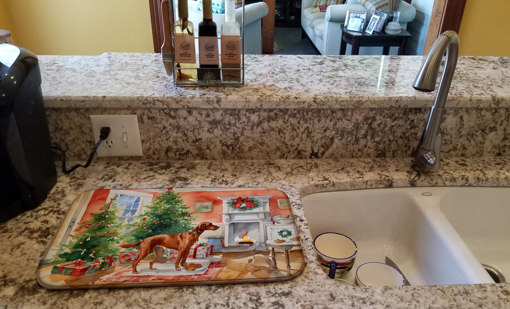 Redbone Coonhound Christmas Cookies Dish Drying Mat