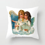 Christmas Angel and Santa Pillow Cover for Home Decor
