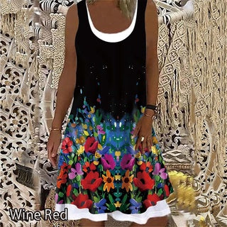 Floral Casual Milk Silk Two-Piece Dress for Women