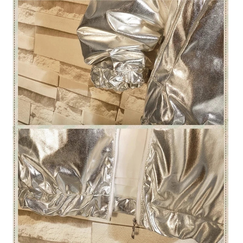 Men's Gold Silver Windbreaker Jacket for Autumn Fashion
