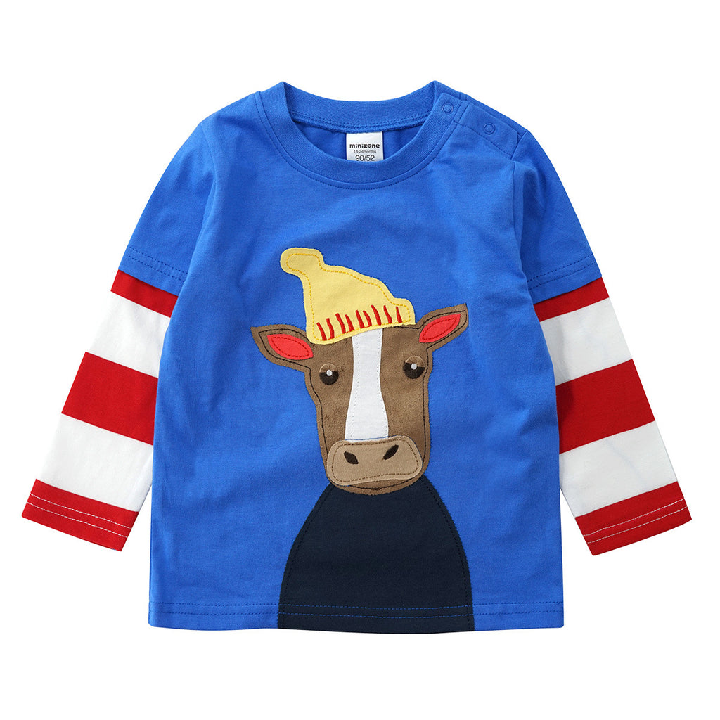 Striped Sleeves Round Neck Sweater for Kids