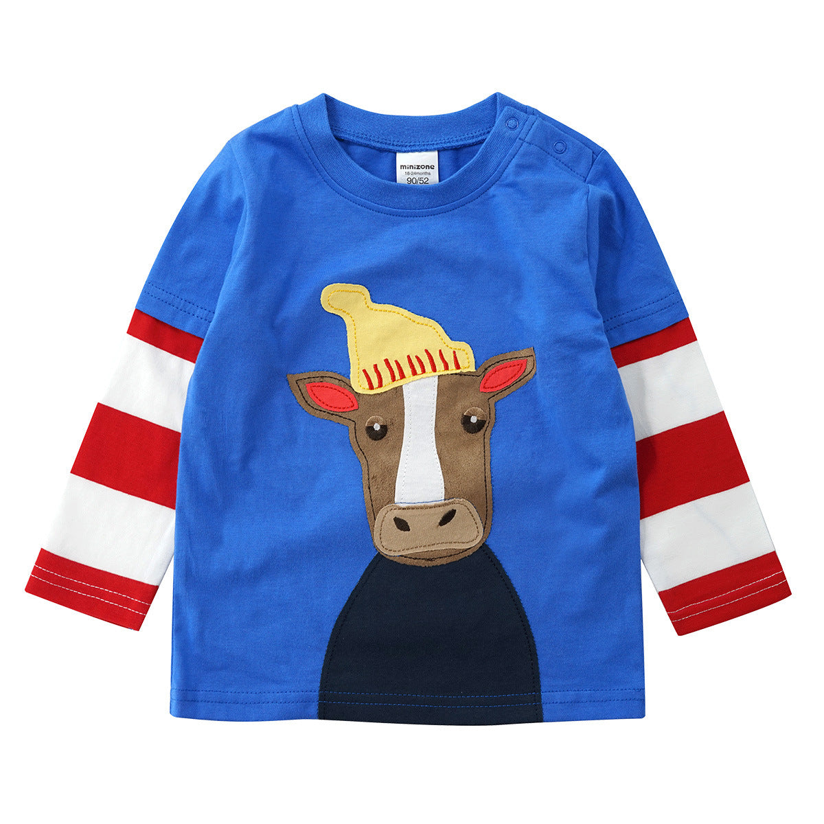 Striped Sleeves Round Neck Sweater for Kids